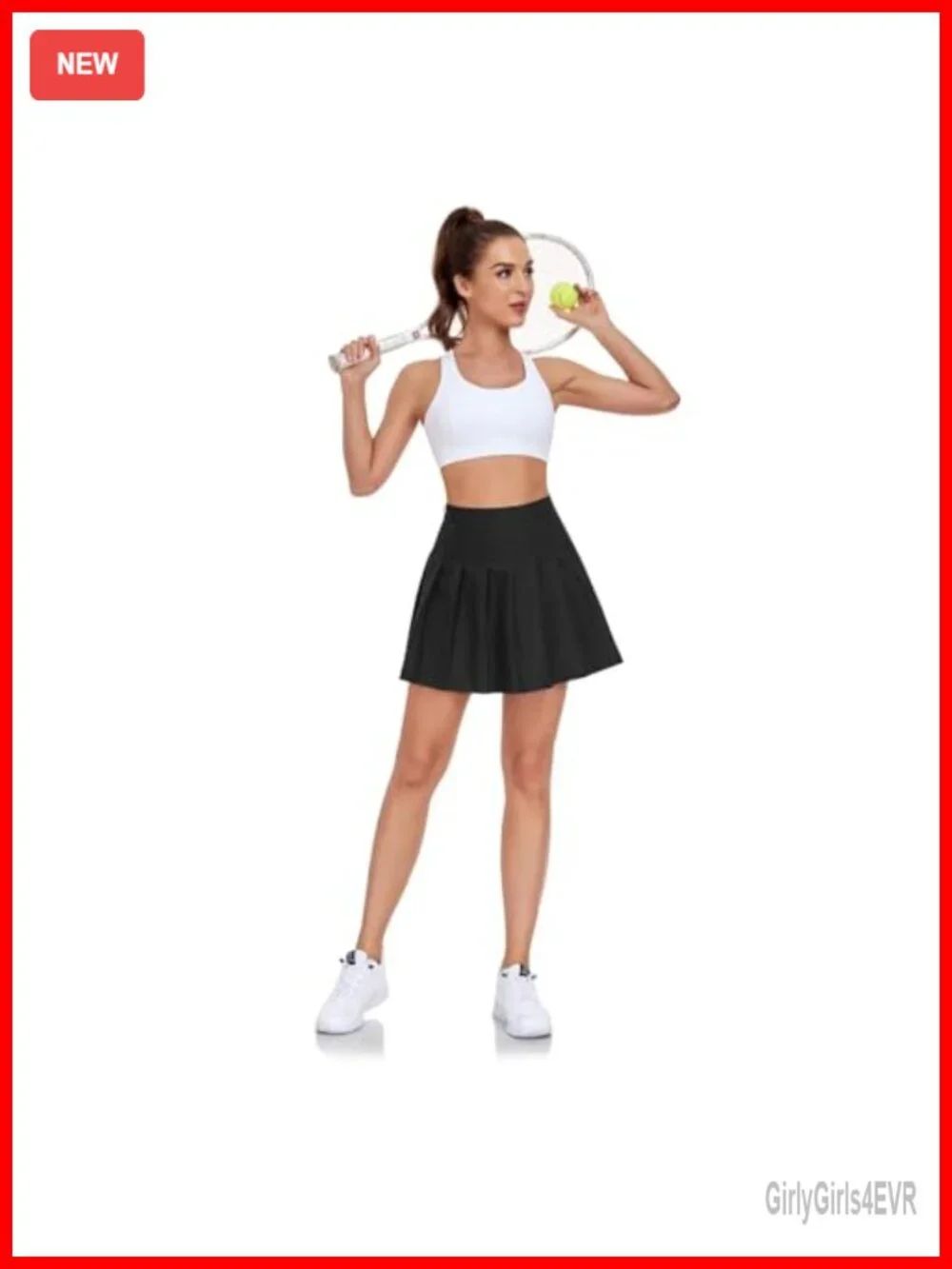 Women's High Waisted Pleated Tennis Skort with Built-in Shorts, A-Line